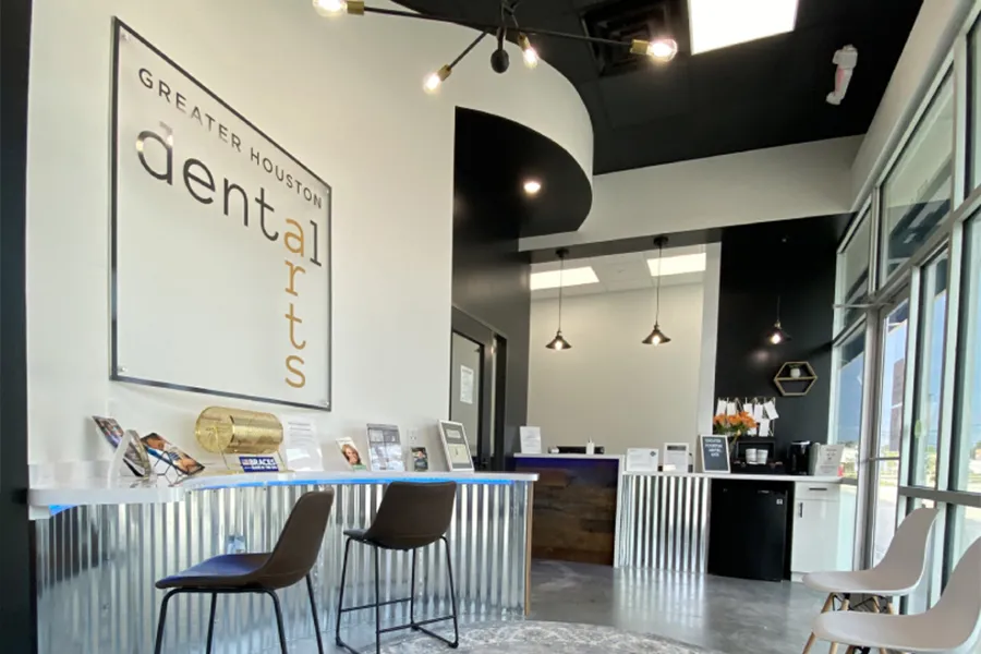 Curved front desk
